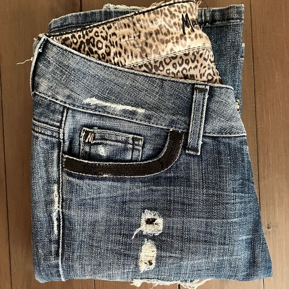 Guess by Marciano Leopard Distressed Jeans Size 27 - Picture 2 of 14